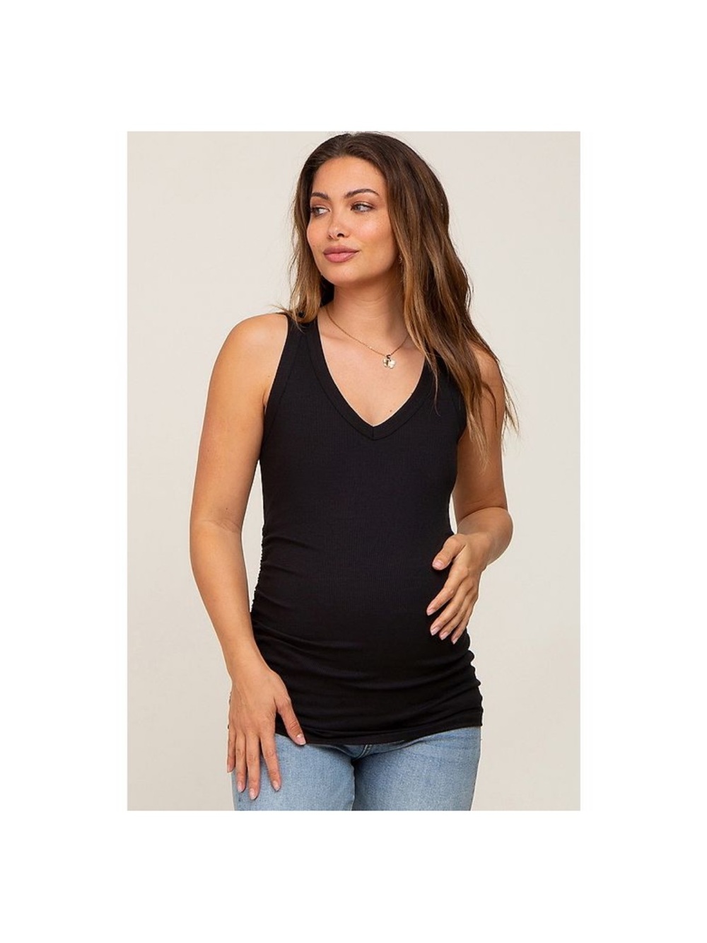 Pinkblush Maternity Hello MIZ Black V-Neck Tank Top